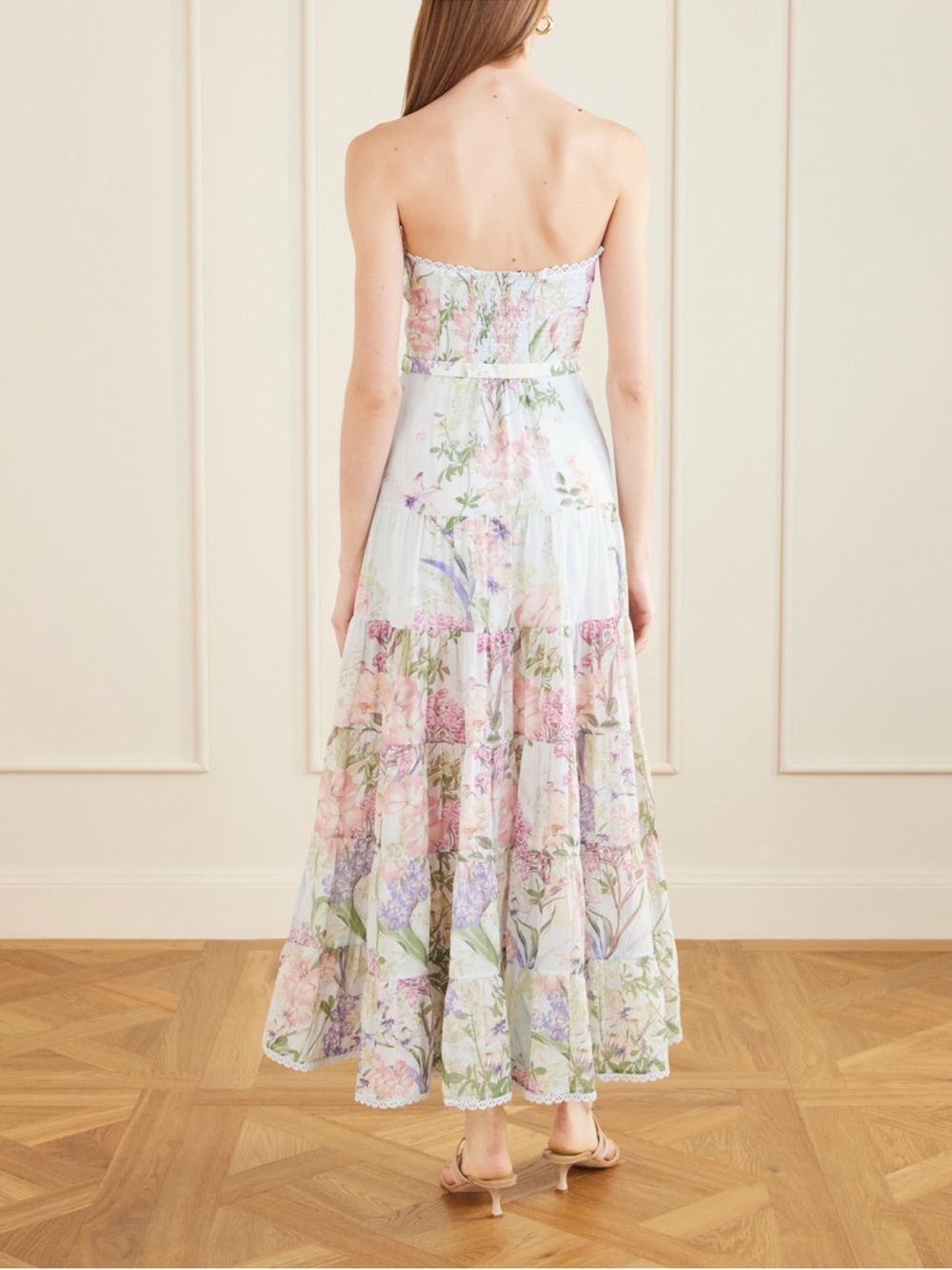 Charo Ruiz Danny Belted floral print cotton blend voile midi dress - Picture 3 of 4
